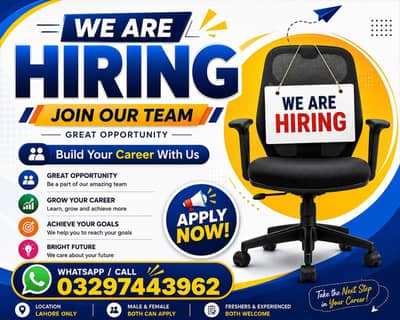 WE HIRING MALE AND FEMALES STAFF FOR OFFICE WORK