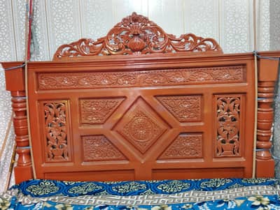 Beautiful Wooden Double Bed with Fine Carving