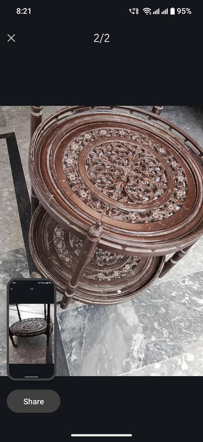 Round wooden Tea trolley