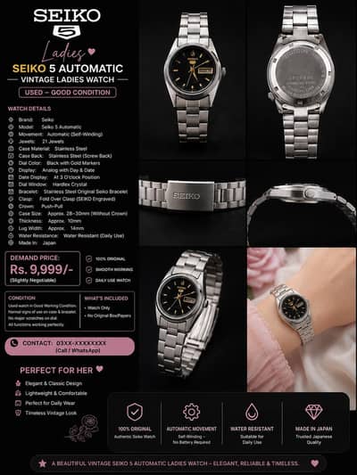 Seiko 5 Automatic Ladies Watch – made in Japan