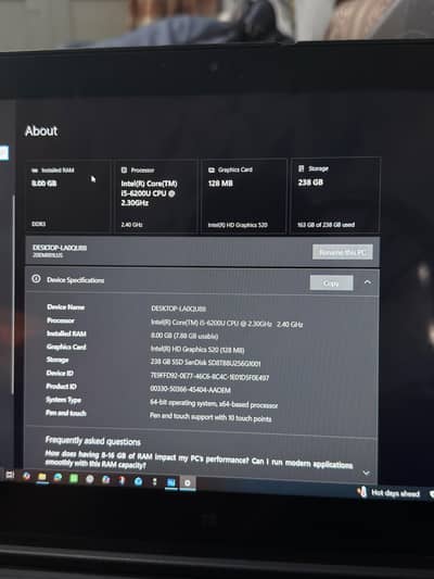 Lenovo ThinkPad Core i5 6th Gen 8GB/256 GB