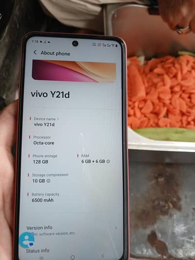 Vivo Y21d 10 /10 condition  one hand use 6+6 /128 box charger accerios