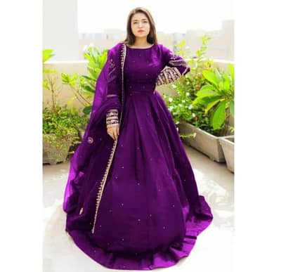 Purple Shamoz Silk Embroidered Lehenga Choli 3 Piece