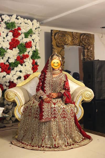 Heavy Bridal Lehnga Choli _ Gold & Mehroon