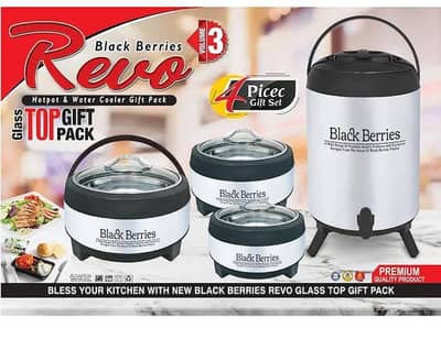 100% Brand New Black Berries Glass Top Hotpot and Water Cooler Pack