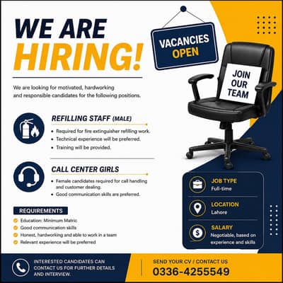 Staff Required – , Refilling Staff & Call Center Girls