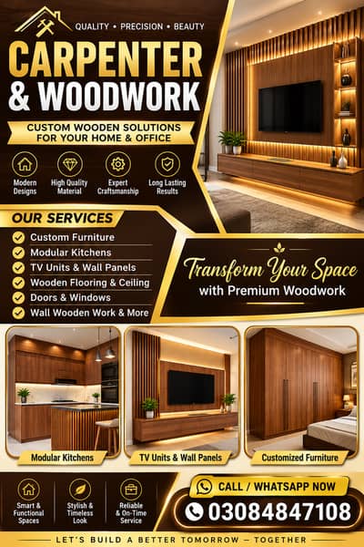 Carpenter And Wood work services in lahore