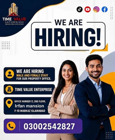 we required staff for our real estate company