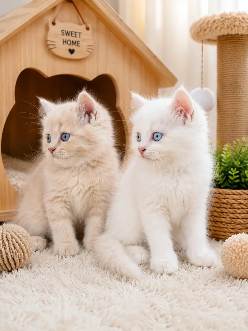 Persian Kittens Pair Blue & Green Eyes — photo 2