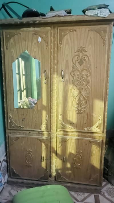 Large Wooden Wardrobe / Almari with Mirror