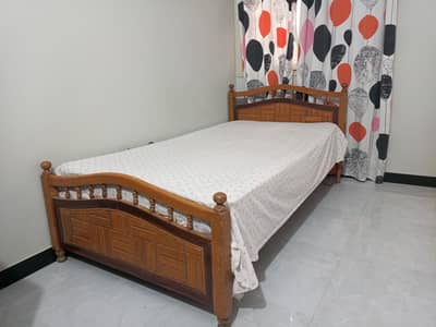 Wooden Single Bed with Spring Mattress