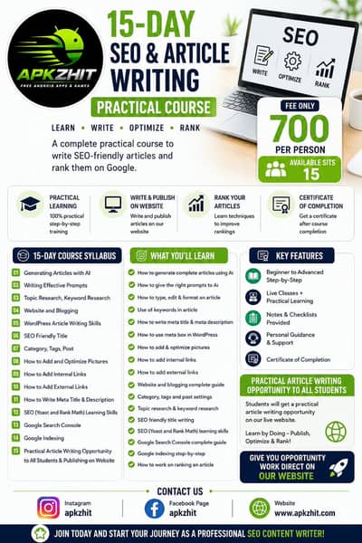 15 Days Online Article Writing & SEO Course – All Pakistan