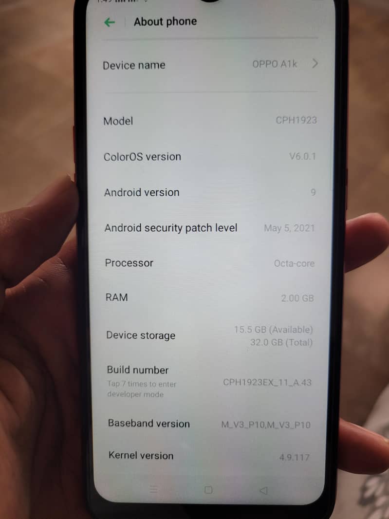 OPPO A1k 5
