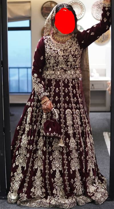 Heavily Embroidered Maroon Bridal Lehenga – Excellent Condition