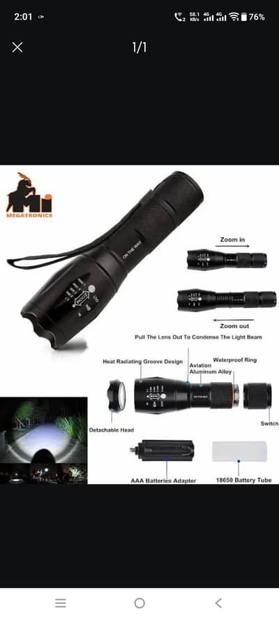 A100 High Power XM-L T6 Led Flashlight Light Torch
