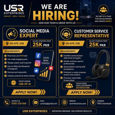 We are Hiring social media professional and customer services represe