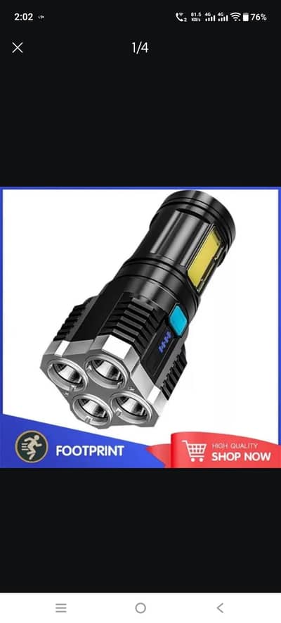 4 CORE FLASHLIGHT SUPER BRIGHT RECHARGEABLE
