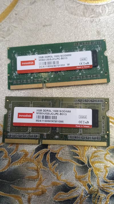 2 X 2 DDR3L RAM (4GB Total) – Used – Laptop RAM