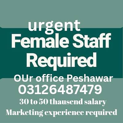 professional females staff required our office Peshawar
