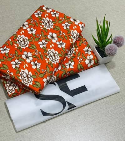 Orange Floral Cotton Polo 2-Piece Suit for Women, Stylish&Comfortable