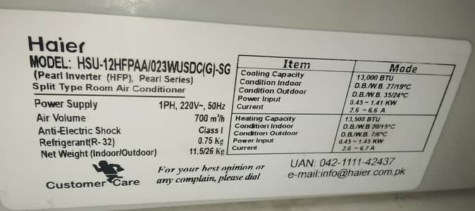 Haeir Pearl Series 1.0 Ton DC Inverter Split AC