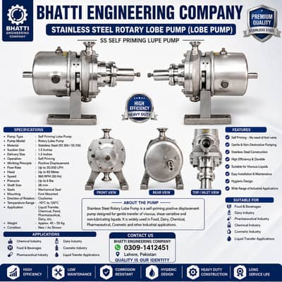 Stainless Steel Rotary Lobe Pump | 1.5 Inch Hygienic Lobe Pump