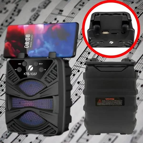 Original KTS-1337 Original 3-Inch Portable Wireless Bluetooth Speaker with USB, Micro SD speaker FM Radio & Vibrant LED SPEAKER Lights