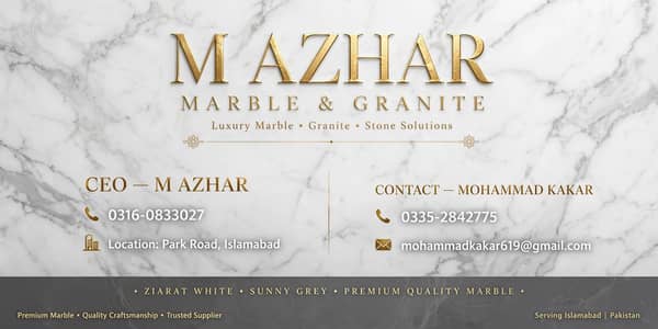 M Azhar Marble Showroom - 20+ Designs Available - Visit park islamabad