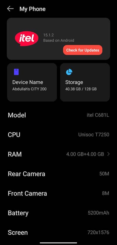 Itel city 200
