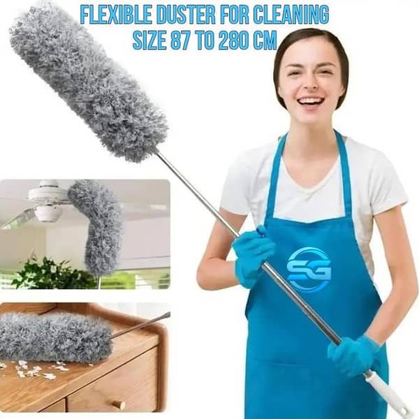 Super Long 280cm Microfiber Duster with Extendable Pole | Bendable & Washable Feather Duster for High Ceiling Fans, Cobwebs & Car Cleaning