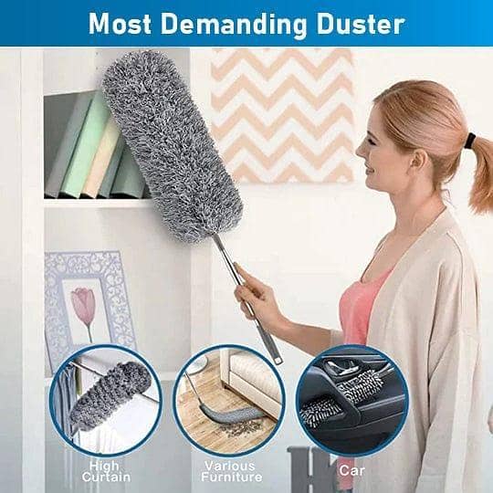 Super Long 280cm Microfiber Duster with Extendable Pole | Bendable & Washable Feather Duster for High Ceiling Fans, Cobwebs & Car Cleaning