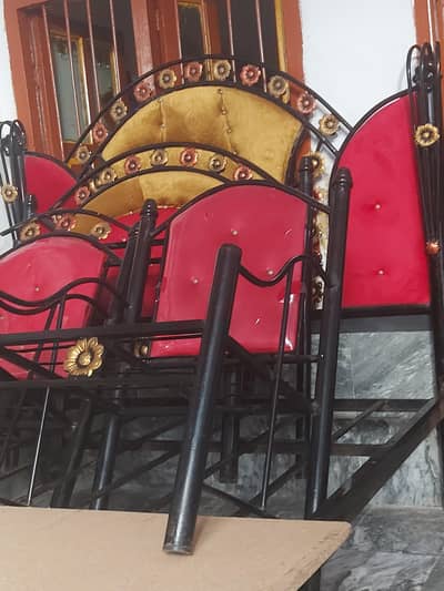 Iron Double bed king size with sites tables & 5 seter sofas for sale