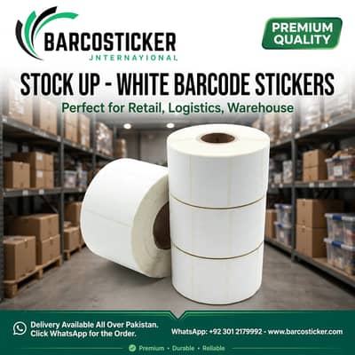 White Stickers & Barcode Labels / Custom Printed Logo Labels