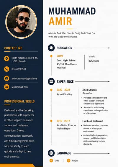 i Need Job Office Boy Or restaurant Waiter