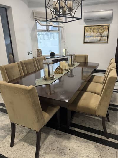 Wooden Dining table with 8 chairs