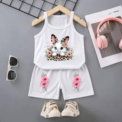 Girls Summer Lounge Set 2 Pcs | T-Shirt & Shorts | 1-6 Years