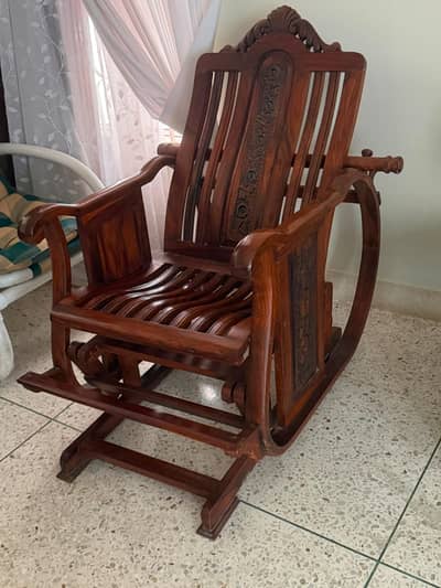 Premium Wooden Rocking Chair – Beautiful Carved Design