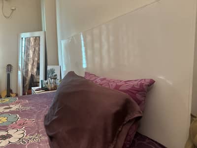 Modern White Bed Set with Drawers and Study Table