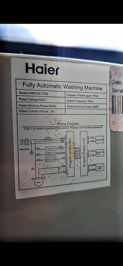 Haier washing machine