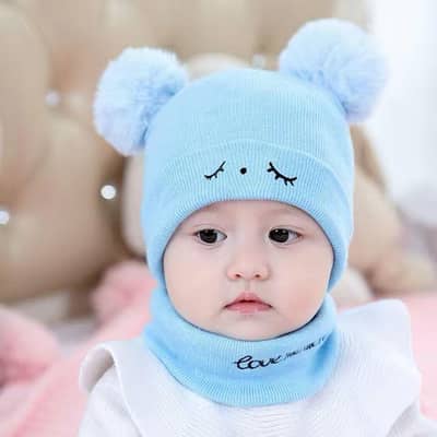Kids Winter wool cap & Neck warmer set  |2pcs | 1_5 years |stylish