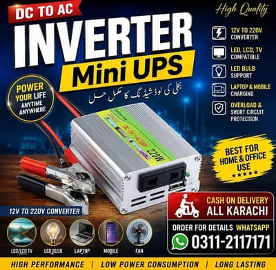DC To AC Mini Inverter 12  Volt TO 220 Volt Mini UPS