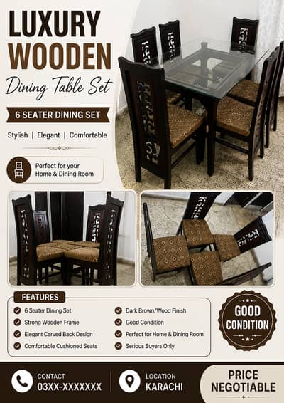 : Luxury Wooden Dining Table Set | 4 Seater Dining Table & Chairs