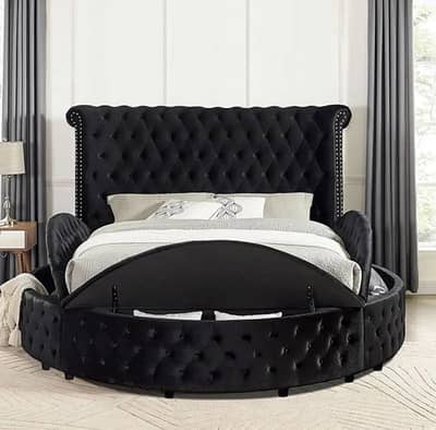 Master Bed with Storage | Round Black