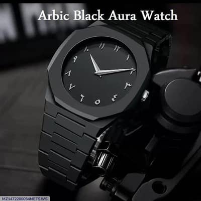 black Arabic aura carbon fiber watch for men's