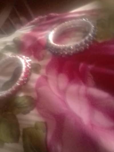beautiful silver and red bridal bangles