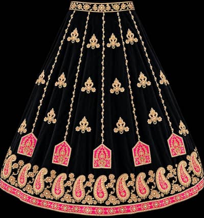 Luxury Black & Pink Organza Lehenga Choli