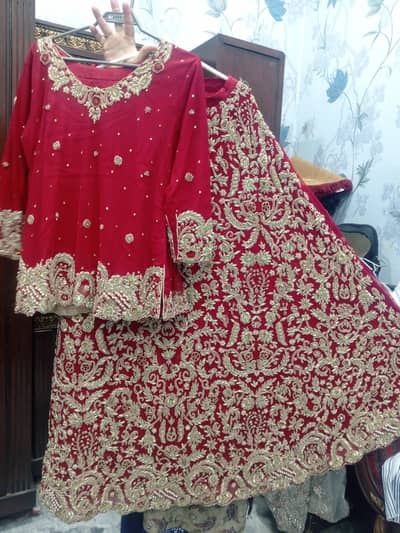 ON RENT: Heavy Red Bridal Lehenga Set - Zardozi Work - Gujrat