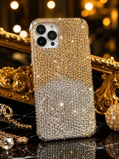 luxury Golden Rhinestone phone case- iphone