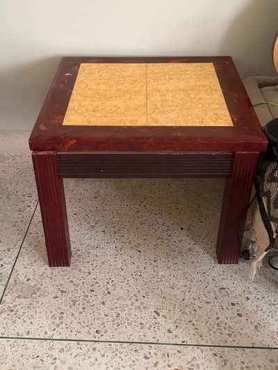 Vintage Red Wood & Tiled Top Side Table
