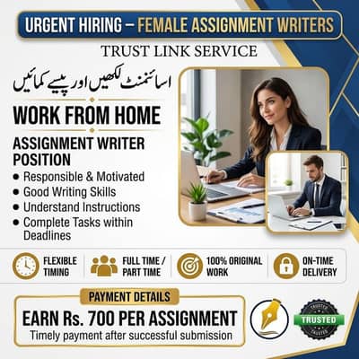 Assignment Writer |  Male& Female jobs | Work from home | Jobs